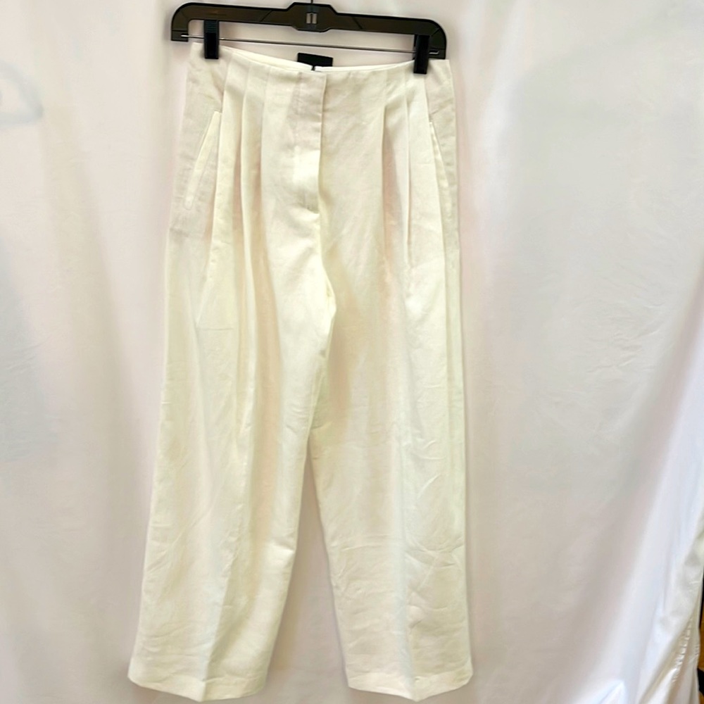 Massimo Dutti Cream Cropped Wide-Leg Trousers